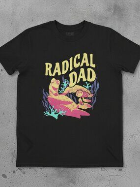 Radical Dad Sea Turtle Graphic T-Shirt, Funny Ocean Dad Tee, Marine Life Father